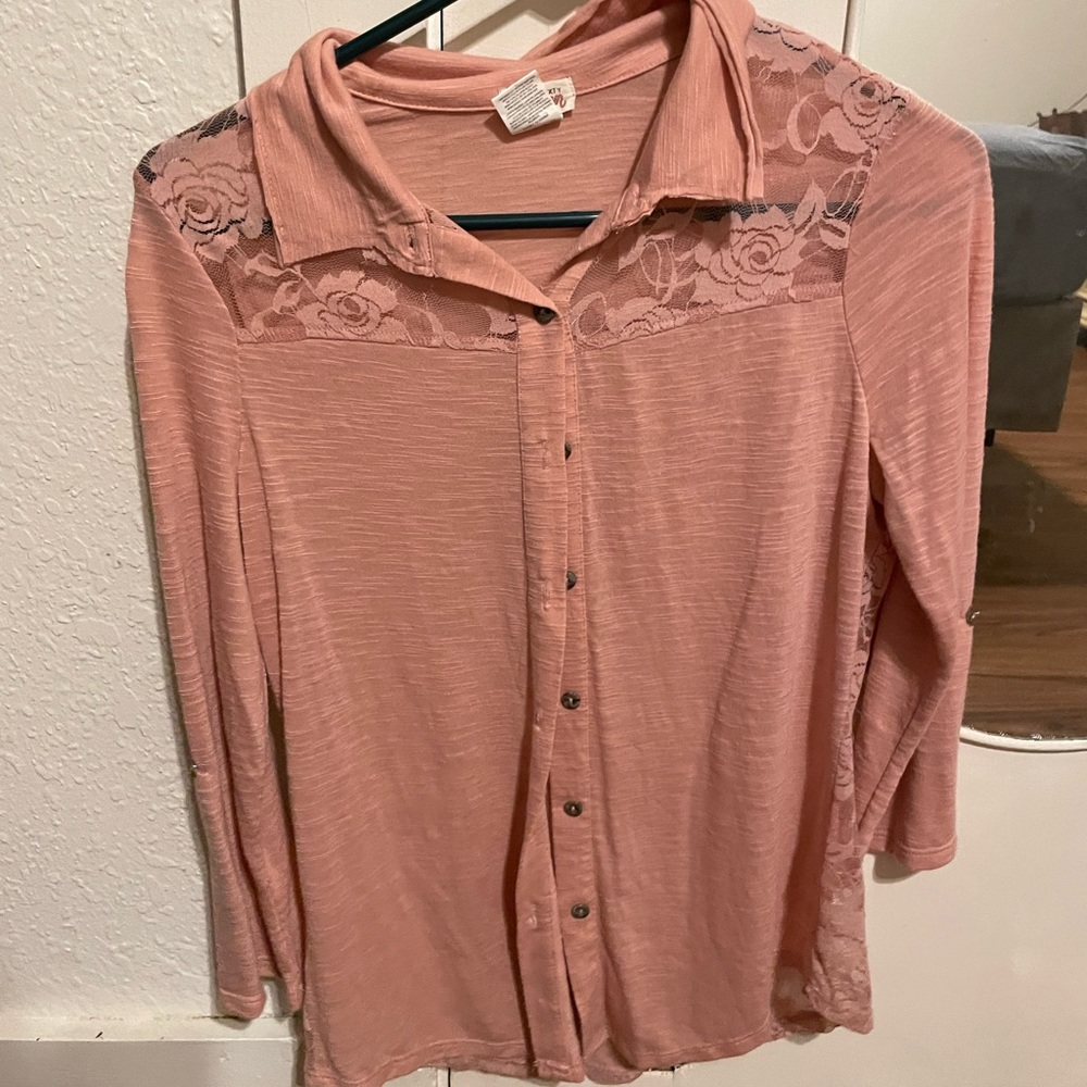 Ten sixty Sherman pink top with lace